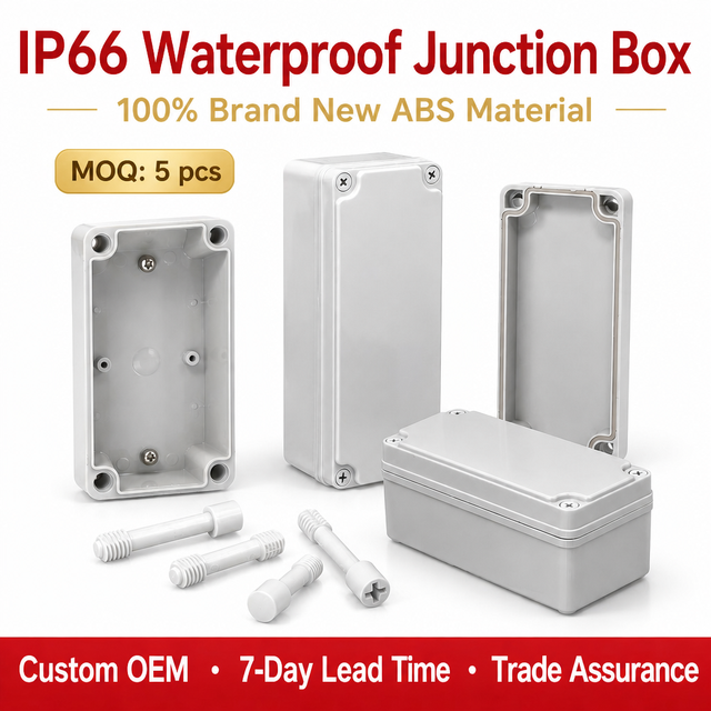Custom IP66 Waterproof ABS PC Outdoor LED Lighting Junction Boxes Sandblasted Surface 100*100*75mm Flame Resistant Enclosures