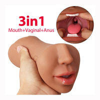 Weicher 3-in-1 Männlicher Masturbator mit Oraler Funktion, Realistischer Vagina und Analem Kanal, Penis-Masturbationsspielzeug für Männer