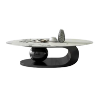 Table basse de salon en acier inoxydable noir avec plateau en marbre de conception italienne de luxe