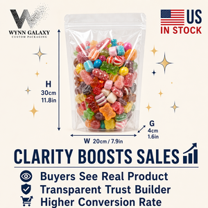 US Custom Clear <b>Zip</b> Lock Stand Pouch 20*30*4cm 7.9*11.8*1.6in Resealable BOPP/VMCPP Laminated Silk Screen Printed Rice Grain <b>Bag</b> - Product Image 2