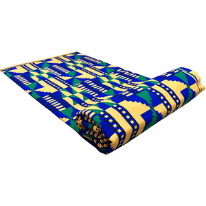 Tissu imprimé en polyester Kente Ankara, style <span class=keywords><strong>ethnique</strong></span>, tissu africain en cire avec fil peigné, tissu popeline tissé - Product Image 2