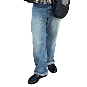 Jeans droits déchirés pour hommes OEM ODM en <span class=keywords><strong>denim</strong></span> <span class=keywords><strong>Okayama</strong></span> Blade Selvedge, lavage nid d'abeille, effet éclaboussures de peinture, style vintage et vieilli - Product Image 1