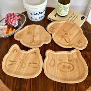 Creative Rubberwood Animal Shape Children's <b>Dinner</b> Plate Eco-Friendly Cartoon Design Kids Dining <b>Tray</b> - Product Image 3
