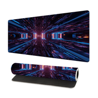 Tapis de bureau de jeu en caoutchouc imperméable XXL bleu violet anime 3D géométrique, imprimé par sublimation personnalisée, pour souris et clavier