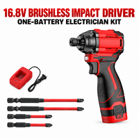 LONSLEY 16.8V Brushless Impact Driver 140Nm Satu Baterai Satu Pengisi Daya 4 Mata Bor Kit