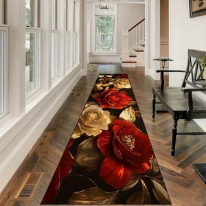 Alfombra Clásica de Lujo con Diseño Floral Dorado, Cómoda, Antideslizante, Fácil de Limpiar, Perfecta para el Hogar o Casa de Vacaciones - Product Image 3