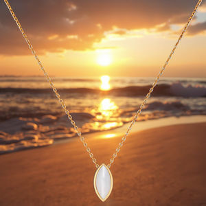 Collar con colgante de moda Lanshang, collar de concha blanca en forma de Oliva de acero inoxidable chapado en oro de 18 quilates - Product Image 5