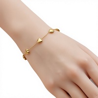 Bracelet à breloques en forme de cœur en acier inoxydable plaqué or 18 carats, bijoux tendance pour anniversaire