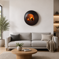 Cheminée circulaire en acier sur mesure haut de gamme, chauffage au bois à flamme réelle, décoration intérieure contemporaine murale, OEM/ODM