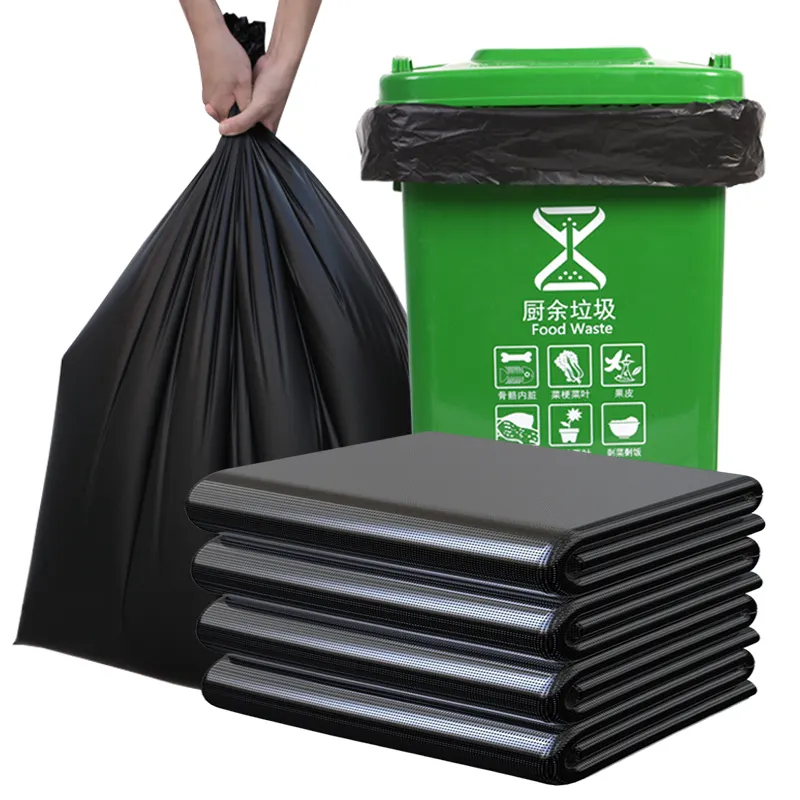 Gran oferta bolsa de basura de plástico 100*120 cm, espesor 6 seda, peso 57,5G, bolsa de basura negra de gran tamaño, bolsa de basura para exteriores