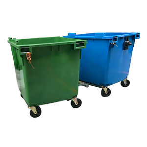 Hoge dichtheid weerbestendige polyethyleen plastic afvalbak van 660L met heftruckbasis, deksel en staande structuur, milieuvriendelijk - Product Image 4