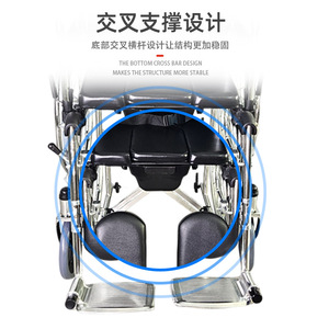 Fauteuil roulant Rong Jun Commode RJ-C609UGCJ léger, pliable, inclinable, dossier haut, pour personnes âgées - Product Image 1