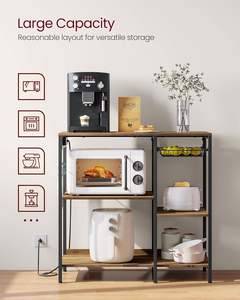 Estante organizador de cocina con cestas metálicas extraíbles y soporte para horno microondas, adecuado para la cocina. - Product Image 4