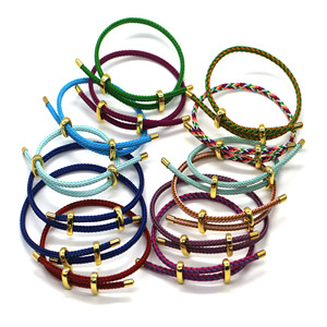 Bán Buôn Hợp Thời Trang Đồ Trang Sức Vòng Đeo Tay 18K Mạ Vàng Clasp Có Thể Điều Chỉnh Đa Màu Sắc Dây Thép <span class=keywords><strong>Rope</strong></span> Vòng Đeo Tay - Product Image 1
