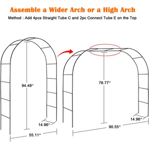 Arche de mariage extérieure DB treillis de jardin noir pour plantes grimpantes 6-8ft assemblage métallique bidirectionnel pour la décoration de jardin et de mariage - Product Image 2