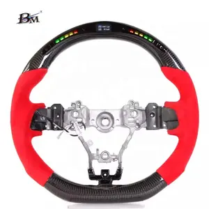 Kırmızı Alcantara Led karbon Fiber araba Subaru LEVORG VM4 için direksiyon aksesuarları/G Wrx STI S4 VAB/G 2015 2016 2017 2018-2022