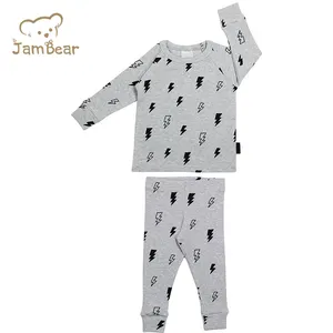 Custom Toddler Infant Lounge Set Organic Cotton Ribbed Loungewear Kids Natural Print Children Loungewear Children Pajamas