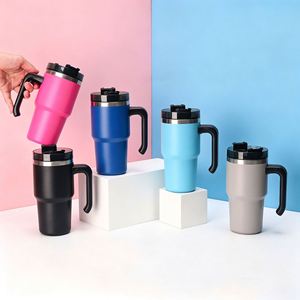 Travel Car <b>Handle</b> Mug 20oz 30oz Double Wall Vacuum <b>Tumbler</b> Lid <b>Straw</b> Anti-Slip Base for Commute - Product Image 3