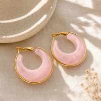 Boucles d'oreilles créoles tendance en acier inoxydable et résine pour femme, style occidental géométrique simple, cadeau bijoux