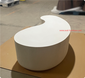 Tavolino <span class=keywords><strong>da</strong></span> Caffè in Cemento Micro-Armato <span class=keywords><strong>Stile</strong></span> Minimalista, Forma Irregolare a Reni, con Scanalature - Product Image 6