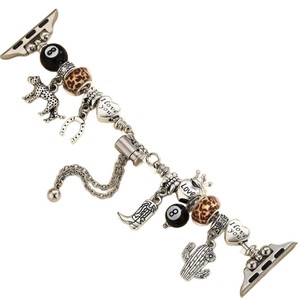 Bracelet de montre connectée style cowboy avec breloques et perles léopard, chaîne de sécurité - Product Image 3