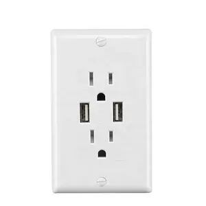 Cargador GFCI de corriente de voltaje, 2 puertos USB, 15A,125V, tipo de origen, estándar comercial