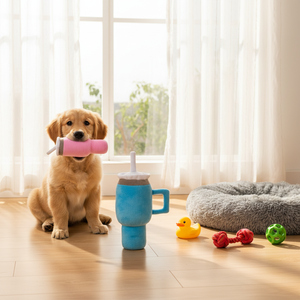 Juguete de Peluche Duradero y Sonoro para Perros, Juguete Interactivo para Masticar, Diseño de Vaso, Alivia el Aburrimiento - Product Image 6