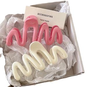 Candy Color Wavy Hollow Claw Summer Niche Hairpin Female Back Head Hair Shark Clip Ins Simple Grab Clip - Product Image 5