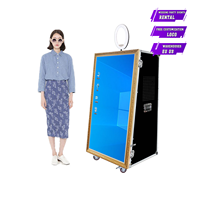 Flight case Miroir 65 Pouces Smart Mirror Photomaton Selfie Vidéo Accessoires Gratuits Moniteur Caméra et Imprimante Photo Booth Miroir