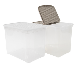 Marea PP Storage Box 570x390x420mm White Transparent Eco-Friendly Lid Ventilation 20-35L Capacity <b>Bin</b> for Organizing Home Use - Product Image 1