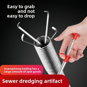 Herramienta manual de desatascado de inodoros y desagües con gancho de cuatro garras para limpieza de cabello y desobstrucción del hogar - Product Image 2