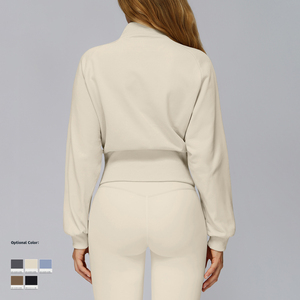 Chaqueta <span class=keywords><strong>de</strong></span> cuello alto personalizada para mujer, sudadera con cremallera a prueba <span class=keywords><strong>de</strong></span> viento, para correr, gimnasio al aire libre, Top activo, ropa deportiva <span class=keywords><strong>de</strong></span> otoño e invierno - Product Image 3