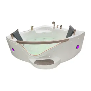 K8928G luxury 1500*1500 mm corner massage bathtub for two person with led bubble bath with decorative light bluetooth music