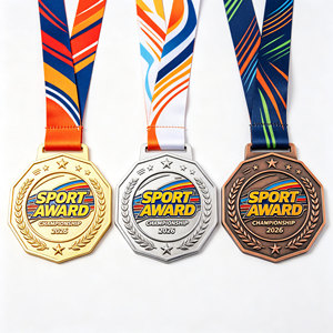 เหรียญรางวัลโลหะผสมสังกะสีแบบกำหนดเองพร้อมริบบิ้นสั่งทำ ผู้ผลิตมืออาชีพ เหรียญโลหะคุณภาพสูง ออกแบบฟรี - Product Image 1