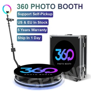 Plataforma Giratoria de <span class=keywords><strong>360</strong></span> Grados, Cabina de Fotos de 100 cm, Máquina de Fotomatón para Negocios y Eventos de Boda con Impresión - Product Image 2
