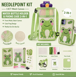 Kit DIY de broderie <span class=keywords><strong>pour</strong></span> étui de tasse en forme de grenouille, ensemble d'accessoires de broderie, fournitures d'artisanat <span class=keywords><strong>pour</strong></span> la création de cadeaux créatifs - Product Image 1