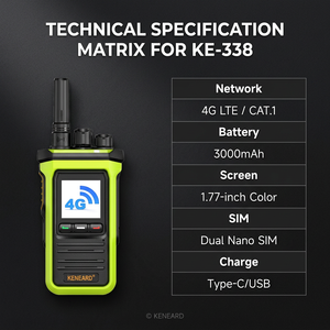 KENEARD KE-338 4G LTE con Batería Real de 3000mAh, Conectividad Global, Rango Ilimitado, Radio Bidireccional para Logística, Potencia de Salida de 2W - Product Image 6