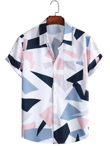 Nuevo verano con botones sin arrugas Casual manga corta bolsillo tela elástica Tropical hombres vacaciones camisa hawaiana camisa de playa - Product Image 3