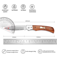 Couteau pliant en acier composite de qualité supérieure à 3 couches avec manche en bois naturel, couteau utilitaire de camping en plein air, cadeau de collection