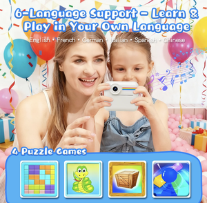 Appareil photo instantané pour enfants K22, écran HD 2,4 pouces, photos et vidéos 1080P, <span class=keywords><strong>carte</strong></span> SD 32 Go + lecteur <span class=keywords><strong>de</strong></span> <span class=keywords><strong>carte</strong></span>, cadeau d'anniversaire durable - Product Image 3
