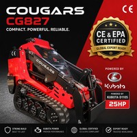 Mini-chargeuse compacte COUGARS CG827, moteur diesel Kubota 25 CV, accessoires fourches à palettes, pompe hydraulique pour tracteur-chargeur