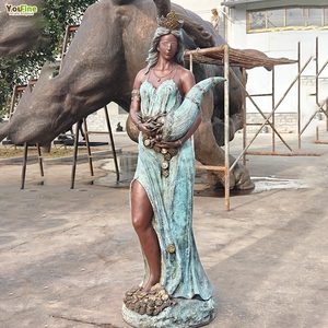 Statua in Bronzo a Grandezza Naturale di Fortuna con Occhi Coperti, Scultura della Dea Greca Romana con Cornucopia per Arredamento Casa e Giardino - Product Image 6