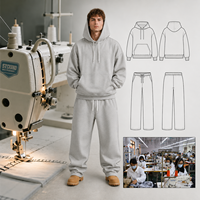 Ensemble de survêtement minimaliste pour homme : sweat à capuche oversize en molleton épais et pantalon de jogging ample à jambe droite