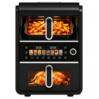 Four à friture à air double zone 10L 2800W, contrôle numérique, double panier, capacité 10L, 8 programmes de cuisson, acier inoxydable, revêtement antiadhésif PTFE