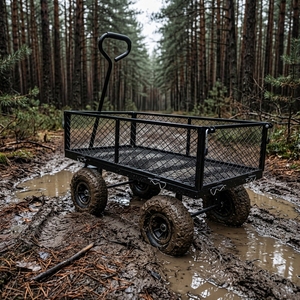 Carrito Utilitario de 4 Ruedas con Malla de Acero Negra y Asa en D para Almacenamiento y Transporte - Product Image 6