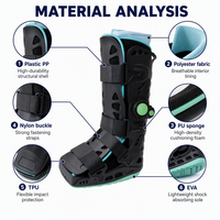 Botte pneumatique haute réglable avec sangle en nylon et doublure en PU, botte d'immobilisation orthopédique pour la fixation des entorses de la cheville