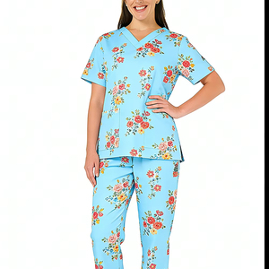 Uniformes pour femmes en coton tissé 100% directement de l'usine, impression numérique personnalisée du logo, ensembles de blouses pour infirmières et professionnels de la santé - Product Image 4