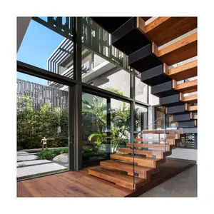 Up The Down Staircase Indoor Modern Duplex House Stairs Wood Steps Floating Staircase