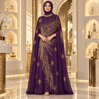 Robe de mariée kaftan en georgette à sequins et perles brodées à la main pour femmes grandes tailles