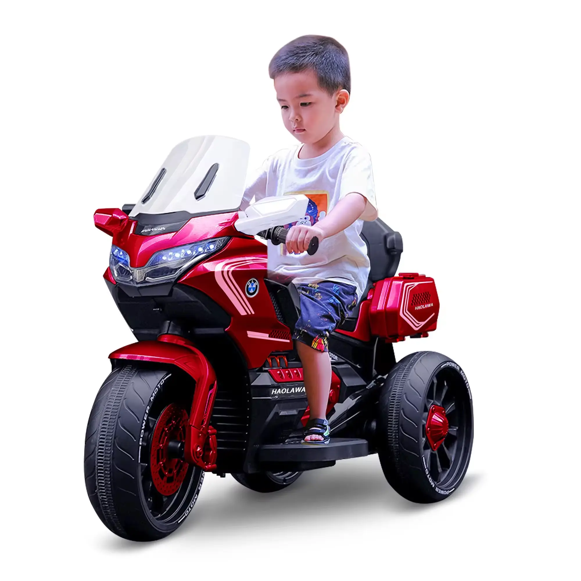 Voitures à pédales pour enfants jouets moto deux places apprentissage 4WD 12V/7A/10A batterie tricycle moto 390W moteur Pédale au gaz